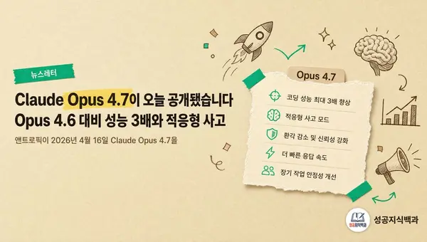 Claude Opus 4.7이 오늘 공개됐습니다: Opus 4.6 대비 성능 3배와 적응형 사고 커버 이미지