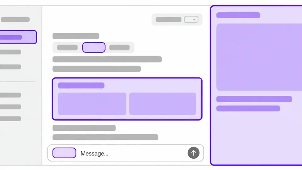 ChatGPT의 사이드바, 설정, 작성창, 대화와 옆 패널에 플러그인 확장 기능을 배치한 안내 그림