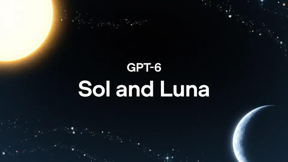 별이 흩어진 짙은 배경에 태양과 초승달, GPT-6 Sol and Luna 문구가 보입니다.