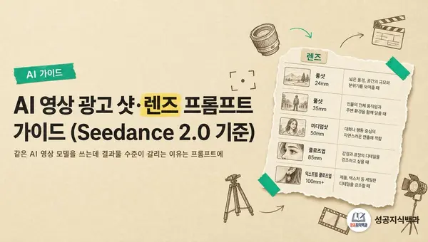 AI 영상 광고 샷·렌즈 프롬프트 가이드 (Seedance 2.0 기준) 커버 이미지