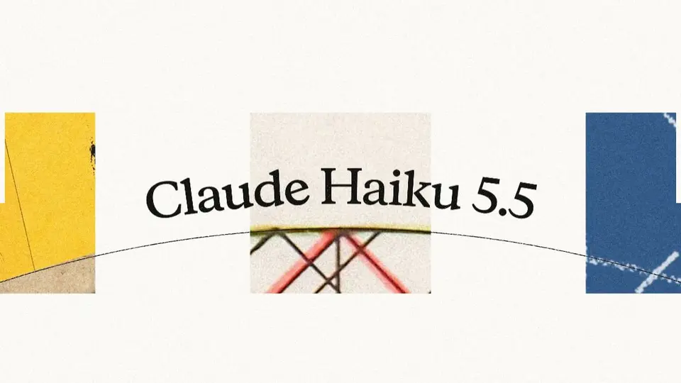 밝은 바탕 가운데에 Claude Haiku 5.5 글자가 있고 양옆에 노란색과 파란색 콜라주 조각이 놓인 앤트로픽 공유 이미지