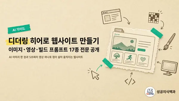 디더링 히어로 웹사이트 만들기: 이미지·영상·빌드 프롬프트 17종 전문 공개 커버 이미지