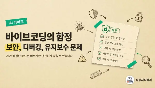 바이브코딩의 함정: 보안, 디버깅, 유지보수 문제 커버 이미지