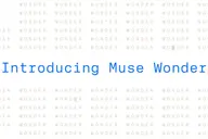흰 바탕에 베이지색 WONDER 글자가 줄지어 반복되고 가운데에 파란색으로 Introducing Muse Wonder라고 적힌 메타 발표 이미지