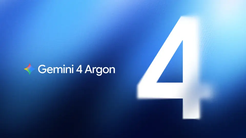 파란 배경 위에 Gemini 4 Argon 이름과 큰 숫자 4가 배치된 구글 공식 발표 이미지