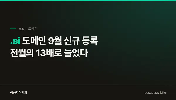성공지식백과가 자체 제작한 .si 도메인 등록 증가 기사 표지