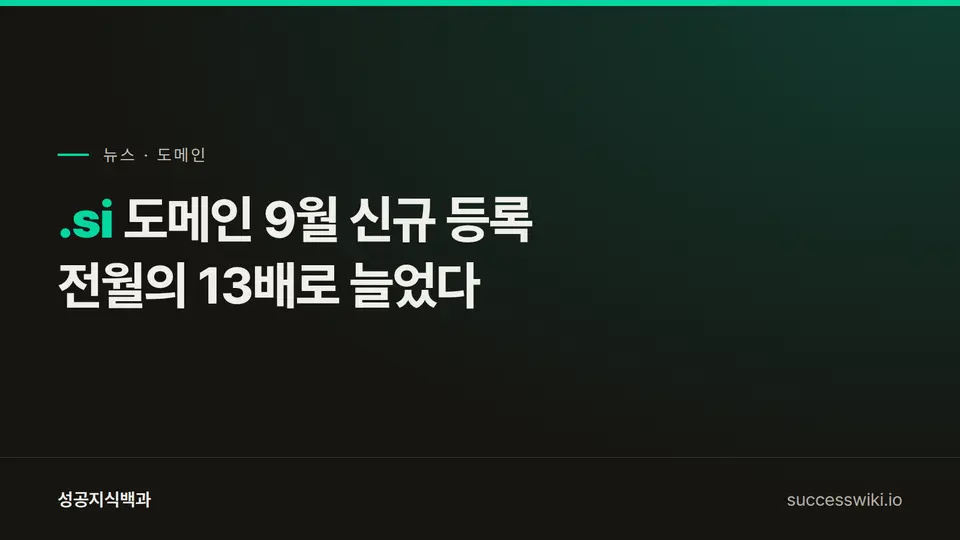 성공지식백과가 자체 제작한 .si 도메인 등록 증가 기사 표지