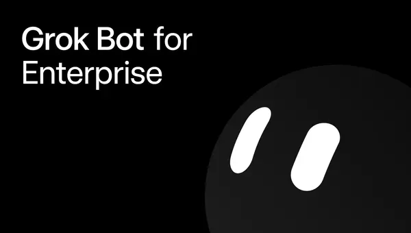 검은 배경에 Grok Bot for Enterprise 제목과 캐릭터가 있는 공식 배너